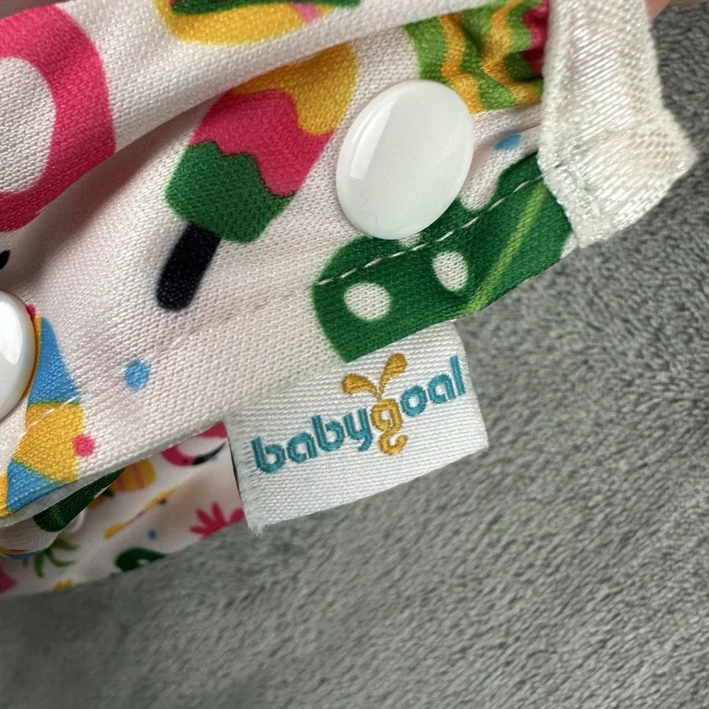 BabyGoal Reusable Cloth Diaper Adjustable One Size Flamingo Beach Pool Summer
